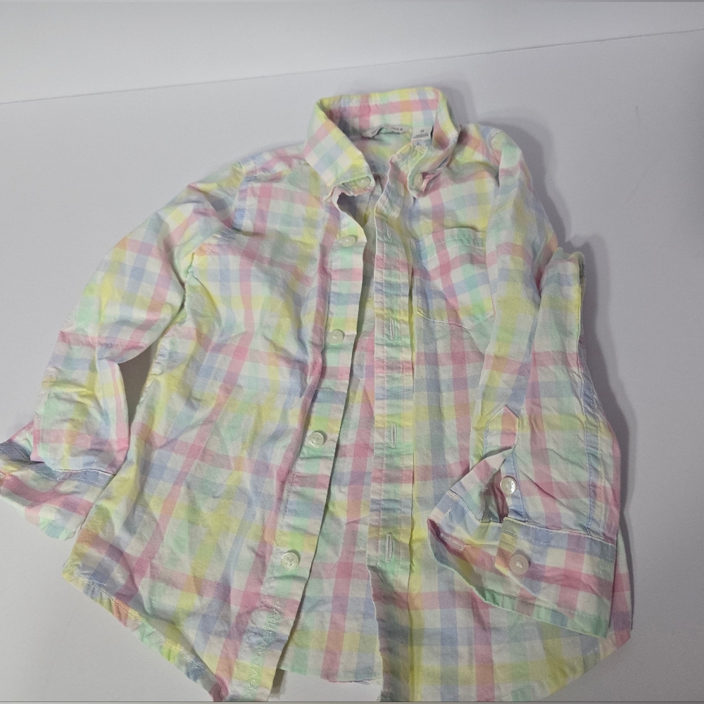 Janie and Jack Pastel Plaid Spring Easter Button Up 2T